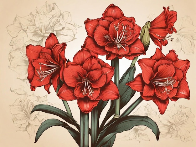 Illustrazione vettoriale di amaryllis vintage