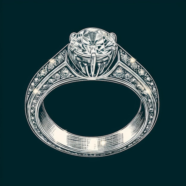 illustrazione vettoriale di anello nuziale con diamante per maglietta
