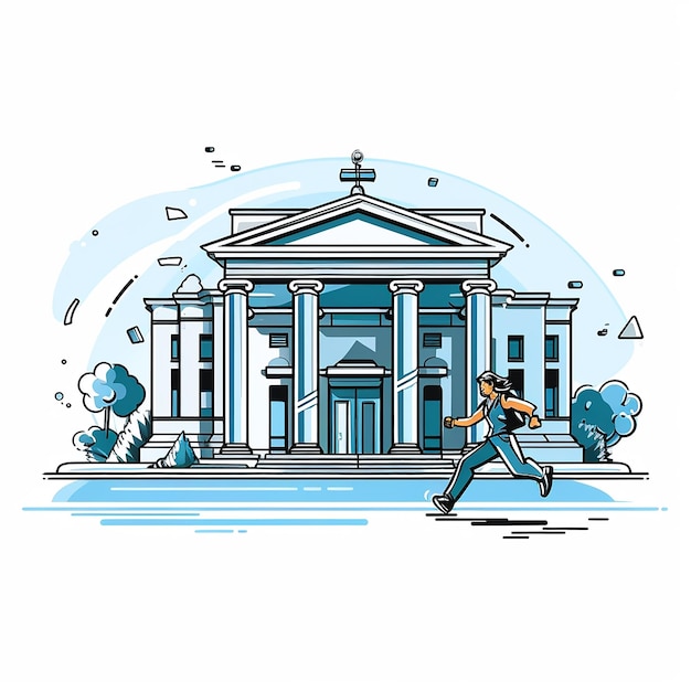 Illustrazione vettoriale di Bank Running Line Art