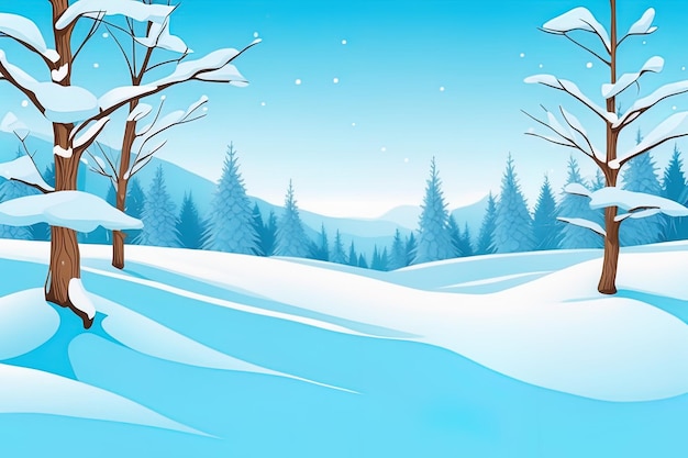 illustrazione vettoriale di bellissimo paesaggio invernale con abeti e neve in montagnavettore il