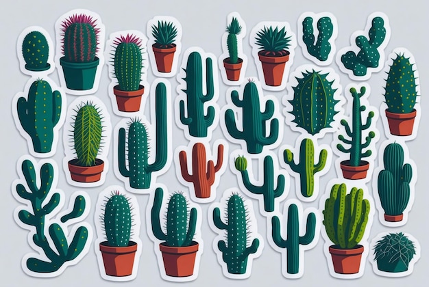 Illustrazione vettoriale di cactus colorato con sfondo morbido