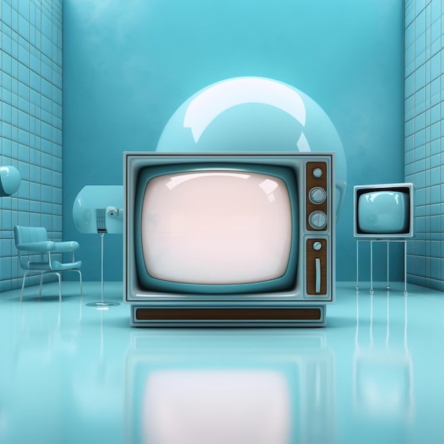 Illustrazione vettoriale di cartoni animati televisivi d'epoca Illustrazione della Giornata Mondiale della Televisione