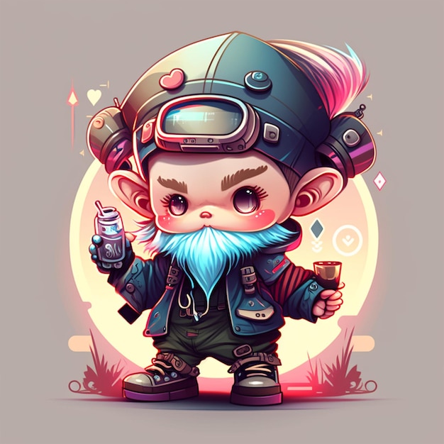 Illustrazione vettoriale di Cyberpunk Gnome