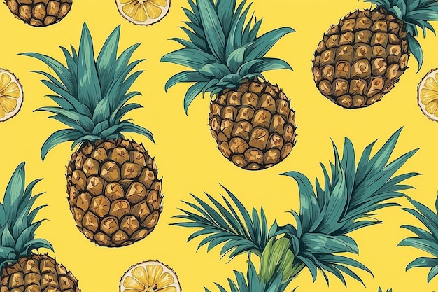 Illustrazione vettoriale di pineapple su sfondo giallo