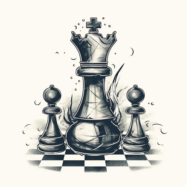 illustrazione vettoriale di scacchi del pedone per maglietta disegnata in Adobe Illustrator