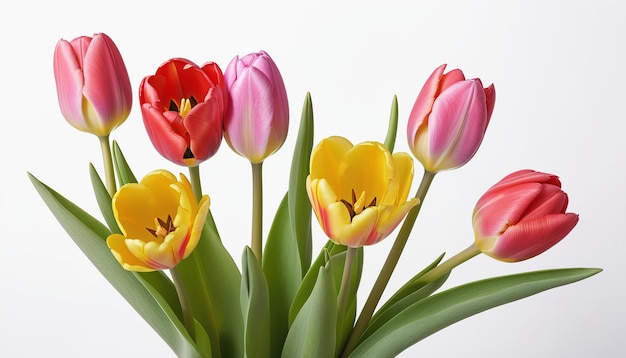 Illustrazione vettoriale di tulipani isolati su bianco in stile moderno
