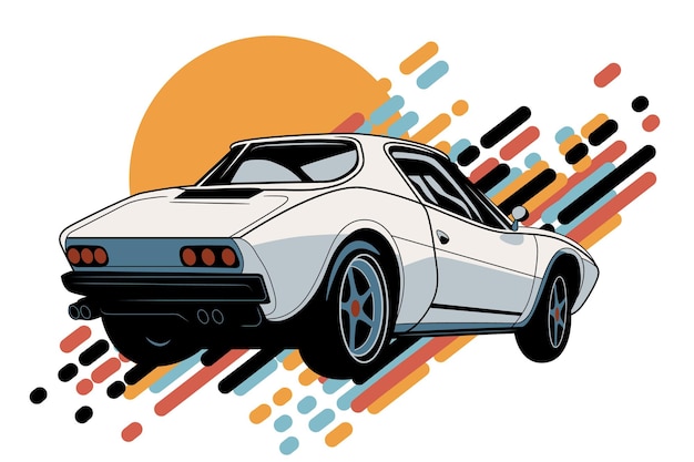 Illustrazione vettoriale di un'auto sportiva classica per la stampa e il logo del design della maglietta Sportcar clipart del veicolo veloce