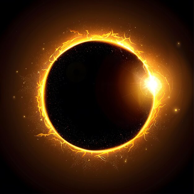 Illustrazione vettoriale di un cerchio di fuoco luminoso su sfondo nero Spazio per il testo