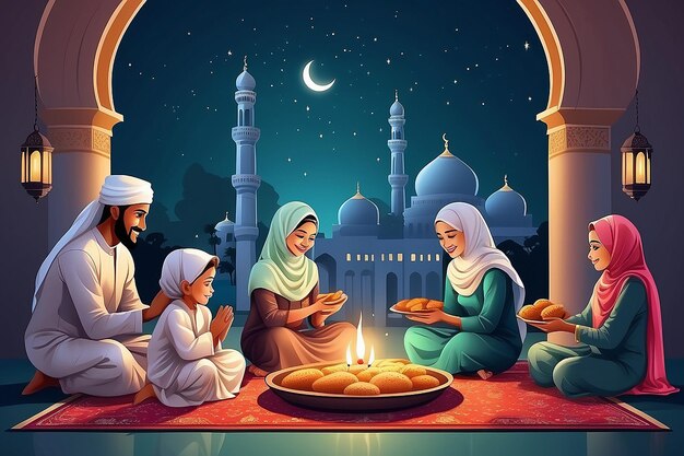 illustrazione vettoriale di un musulmano che offre il namaaz per l'Eid