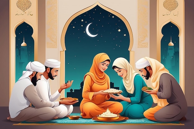 illustrazione vettoriale di un musulmano che offre il namaaz per l'Eid