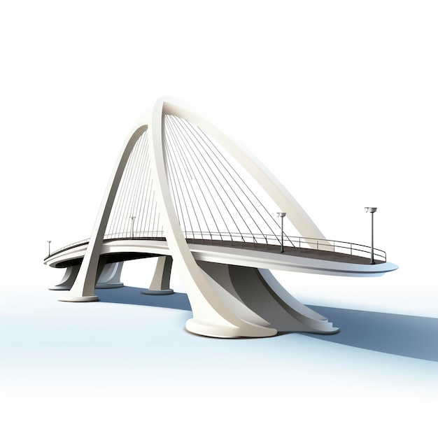 Illustrazione vettoriale di un ponte moderno in un cartone animato in stile anime kawaii