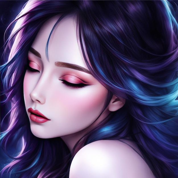illustrazione vettoriale di una bella donna asiatica con gli occhi blu illustrazione vettoriale di bella come