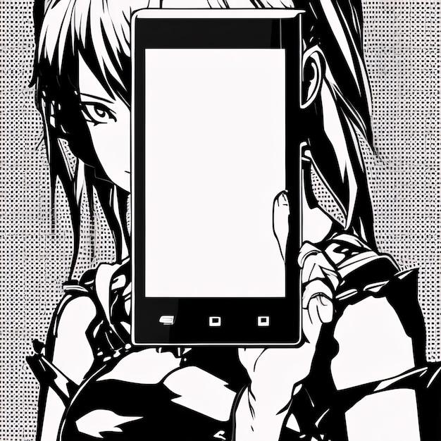 Illustrazione vettoriale di una bella ragazza con uno smartphone in mano