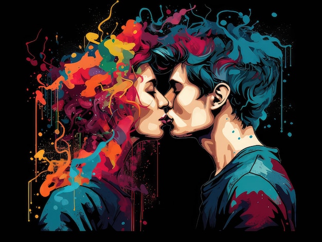 Illustrazione vettoriale di una coppia che si bacia