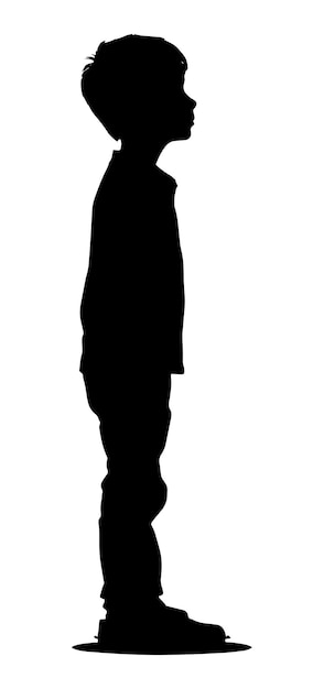Illustrazione vettoriale di una silhouette nera che raffigura un bambino a tutta lunghezza ideale per l'uso in diversi progetti grafici