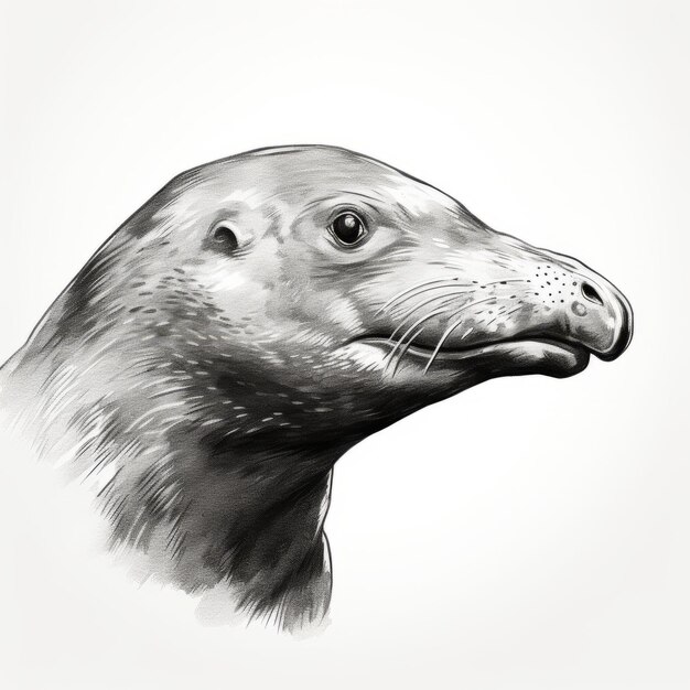 Illustrazione vettoriale disegnata a mano di una testa di foca in stile inkwash