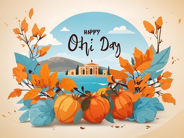 Illustrazione vettoriale Happy Ohi Day del 28 ottobre Giorni festivi in Grecia Adatto per biglietti d'auguri