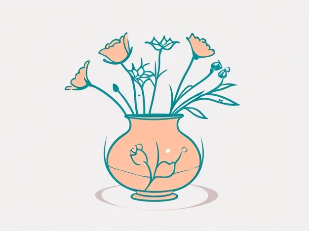 Illustrazione vettoriale isolata di un vaso con fiori