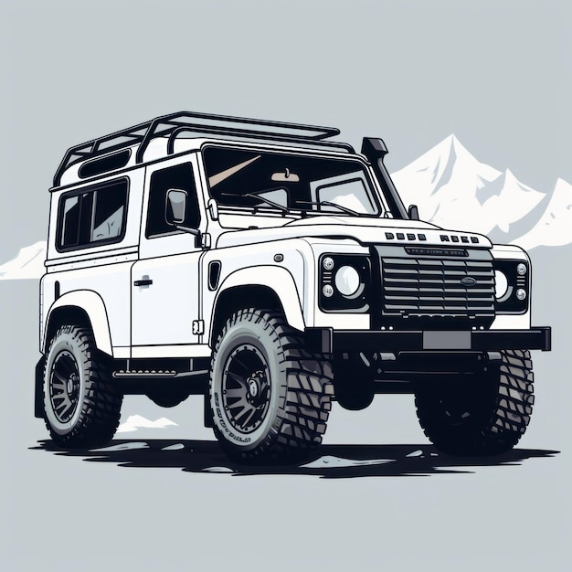 Illustrazione vettoriale ispirata alla graphic novel White Land Rover Defender