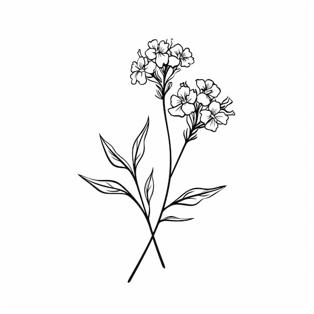 Illustrazione vettoriale minimalista a inchiostro di Wild Alyssum