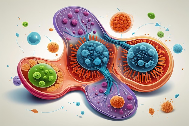 Illustrazione vettoriale realistica di una cellula al microscopio