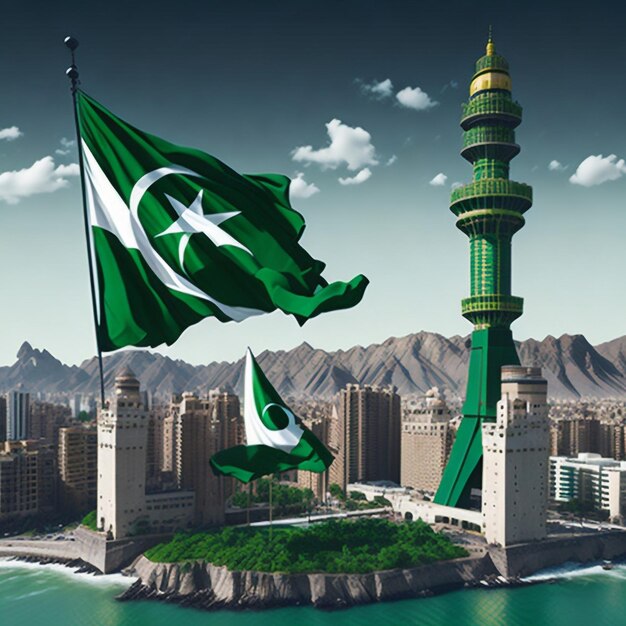 illustrazione vettoriale vacanza Il 14 agosto è il giorno dell'indipendenza del Pakistan simbolico colore verde