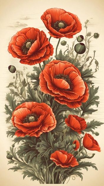 Illustrazione vettoriale vintage Poppy