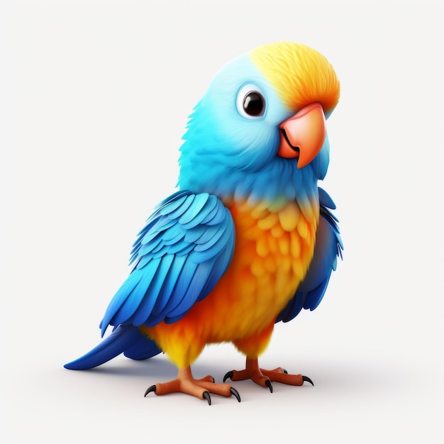 Illustrazione vibrante del pappagallo 3d con i particolari realistici della piuma