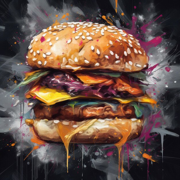 illustrazione visivamente sorprendente di un hamburger