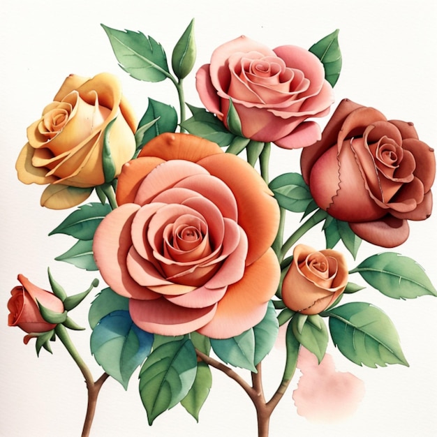 illustrazioni ad acquerello di rose
