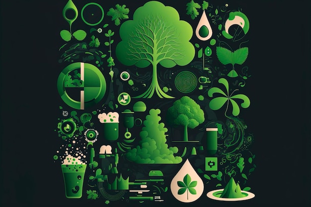 Illustrazioni astratte del giorno di StPatrick con elementi IA generativa