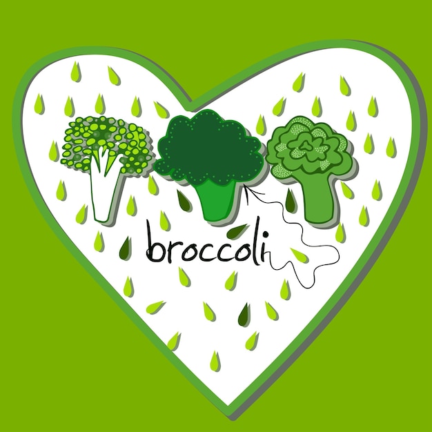 Illustrazioni con broccoli colorati