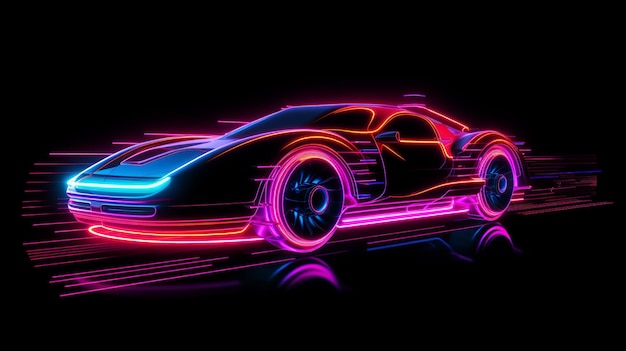 Illustrazioni d'arte digitale al neon con contorni, sfondi, foto e immagini