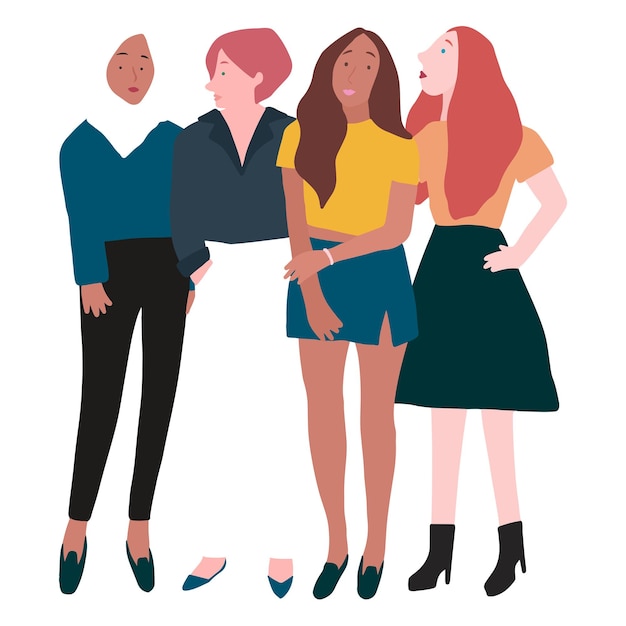Illustrazioni di adesivi png del gruppo femminile sullo sfondo trasparente