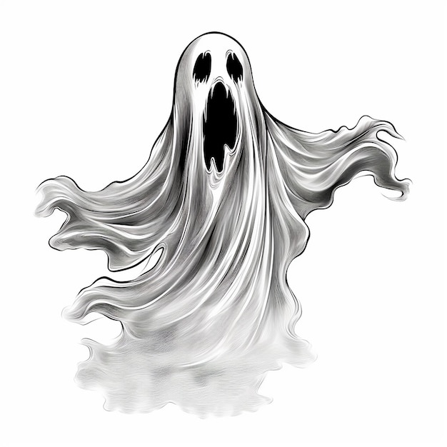 Illustrazioni di fantasmi horror che minacciano entità eteree