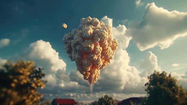 Illustrazioni di varie immagini di pop corn che sono uniche e sembrano croccanti e deliziose realistiche in 3D