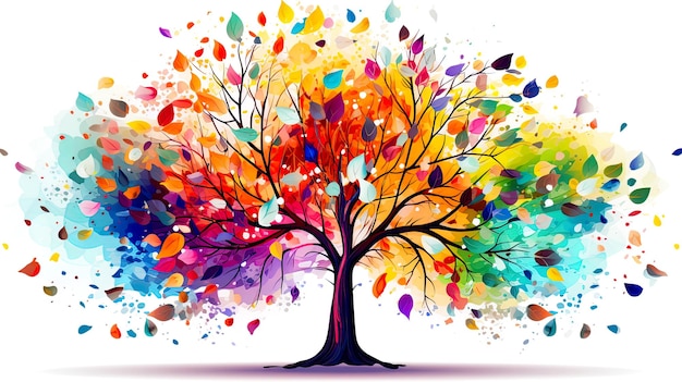 illustrazioni immagine di un albero con colorato Genera AI