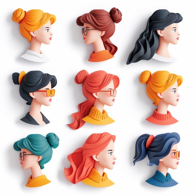 Illustrazioni in 3D che rappresentano donne in colori vivaci