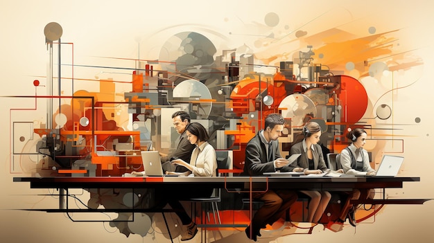 Illustrazioni per l'innovazione, creatività, leadership, successo sul posto di lavoro moderno
