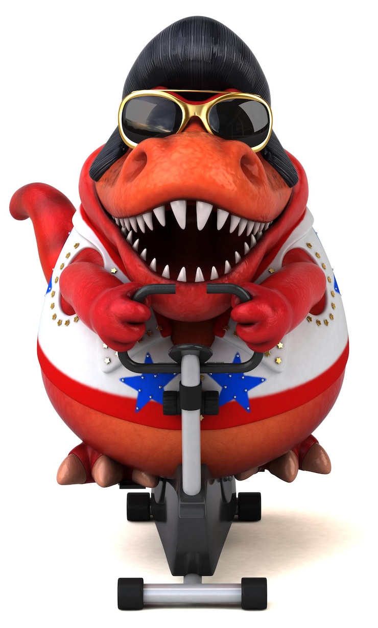 Photo ilustrasi kartun 3d yang menyenangkan dari rocker trex