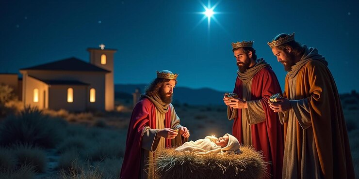 Ilustrasi kartun epifani Los reyes magos