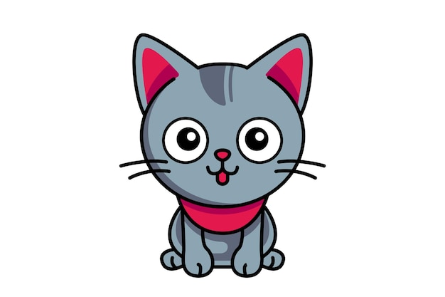 Ilustrasi vektor klipart kucing lucu Ikon dan logo anak kucing kartun Stiker kucing yang lucu, elemen desain, tren, label cetak