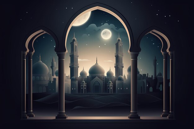 Ilustration moschea islamica Ramadhan Kareem sfondo Generato ai