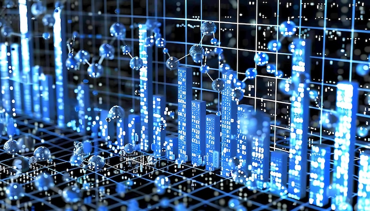 Photo image of global financial data analysis using abstract ai