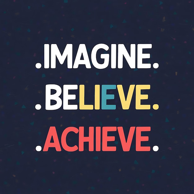 Imagine Believe Achieve T-shirt Design Citazioni motivazionali Illustrazione Tipografia