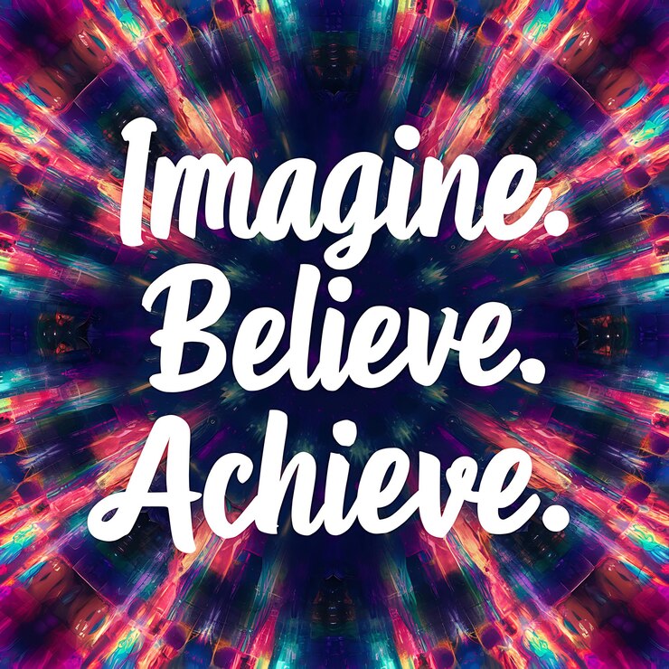 Foto imagine believe achieve t-shirt design citazioni motivazionali illustrazione tipografia