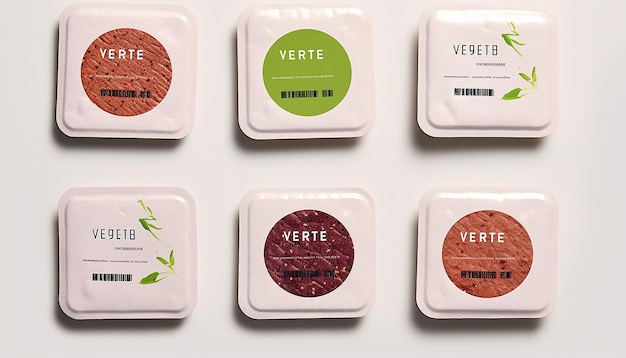 imballaggio alimentare per carne vegana sostenibile su sfondo bianco