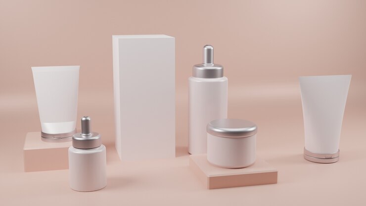 Imballaggio di bottiglie vuote cosmetiche