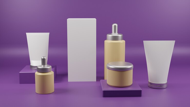 Imballaggio di bottiglie vuote cosmetiche