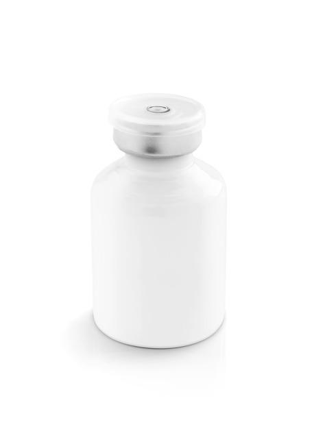 Imballaggio vuoto bottiglia in ceramica bianca per il design di prodotti medici mock-up isolato su sfondo bianco con percorso di ritaglio